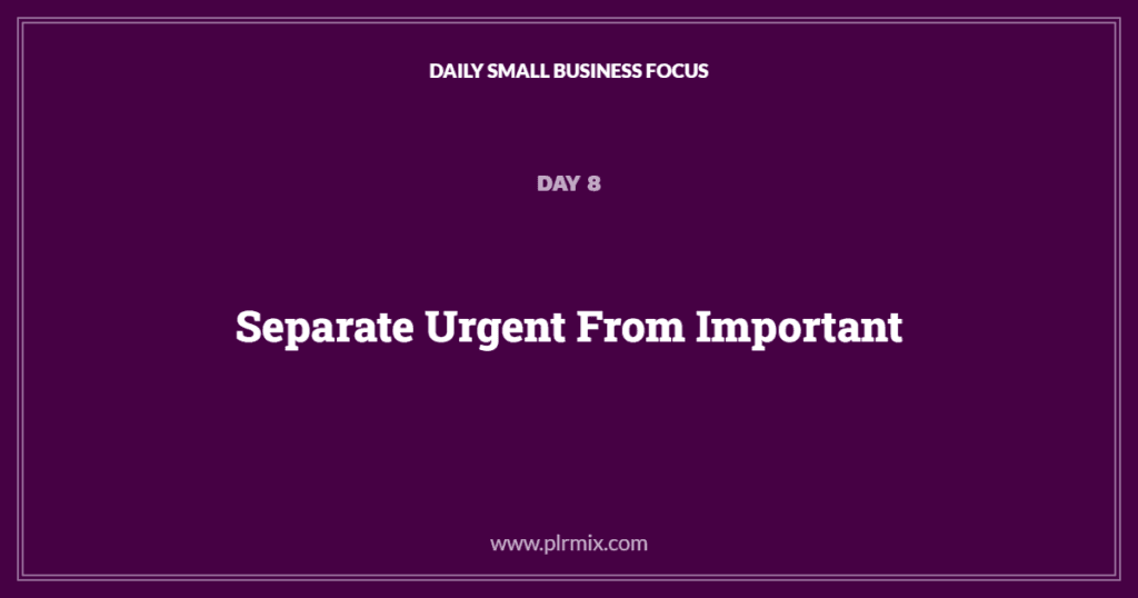 Daily Small Business Focus - Day 8: Separate Urgent From Important