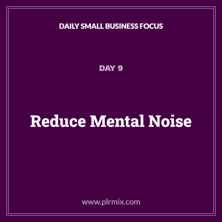 Daily Small Business Focus – Day 9: Reduce Mental Noise