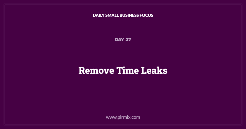 Daily Small Business Focus – Day 37: Remove Time Leaks