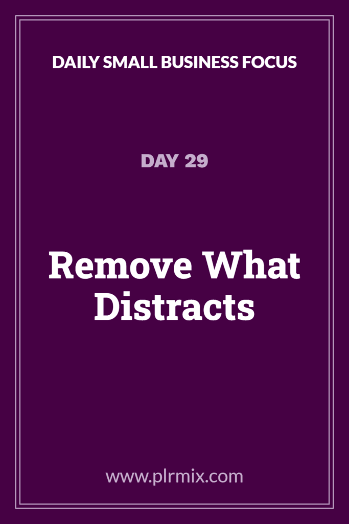 Daily Small Business Focus – Day 29: Remove What Distracts