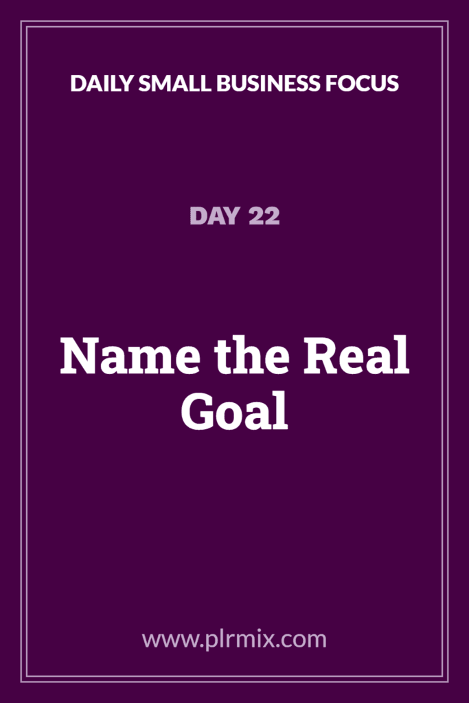 Daily Small Business Focus – Day 22: Name the Real Goal