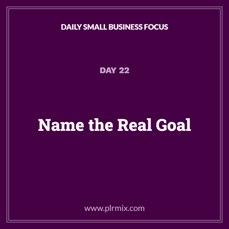 Daily Small Business Focus – Day 22: Name the Real Goal