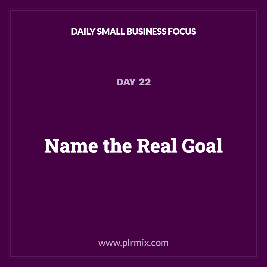 Daily Small Business Focus – Day 22: Name the Real Goal