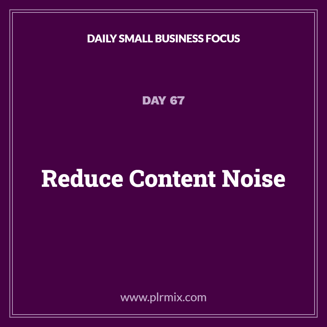 Daily Small Business Focus – Day 67: Reduce Content Noise