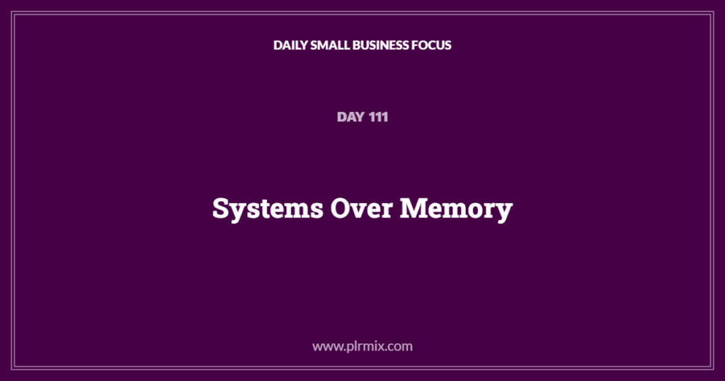 Daily Small Business Focus – Day 111: Systems Over Memory