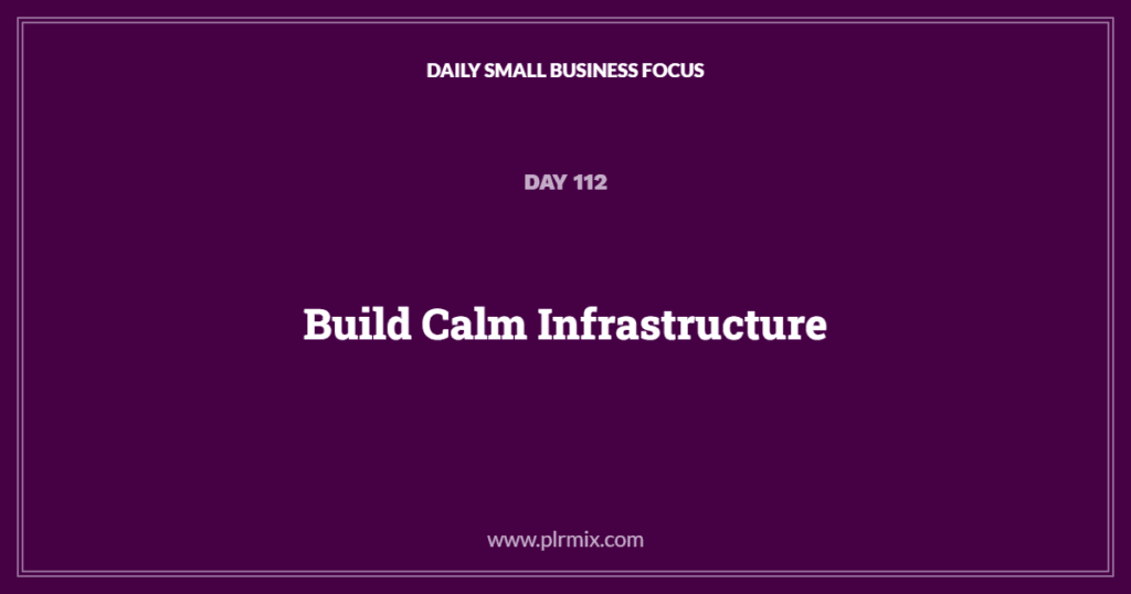 Daily Small Business Focus – Day 112: Build Calm Infrastructure