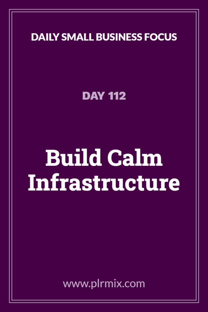 Daily Small Business Focus – Day 112: Build Calm Infrastructure