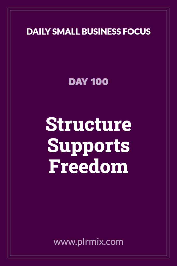 Daily Small Business Focus – Day 100: Structure Supports Freedom