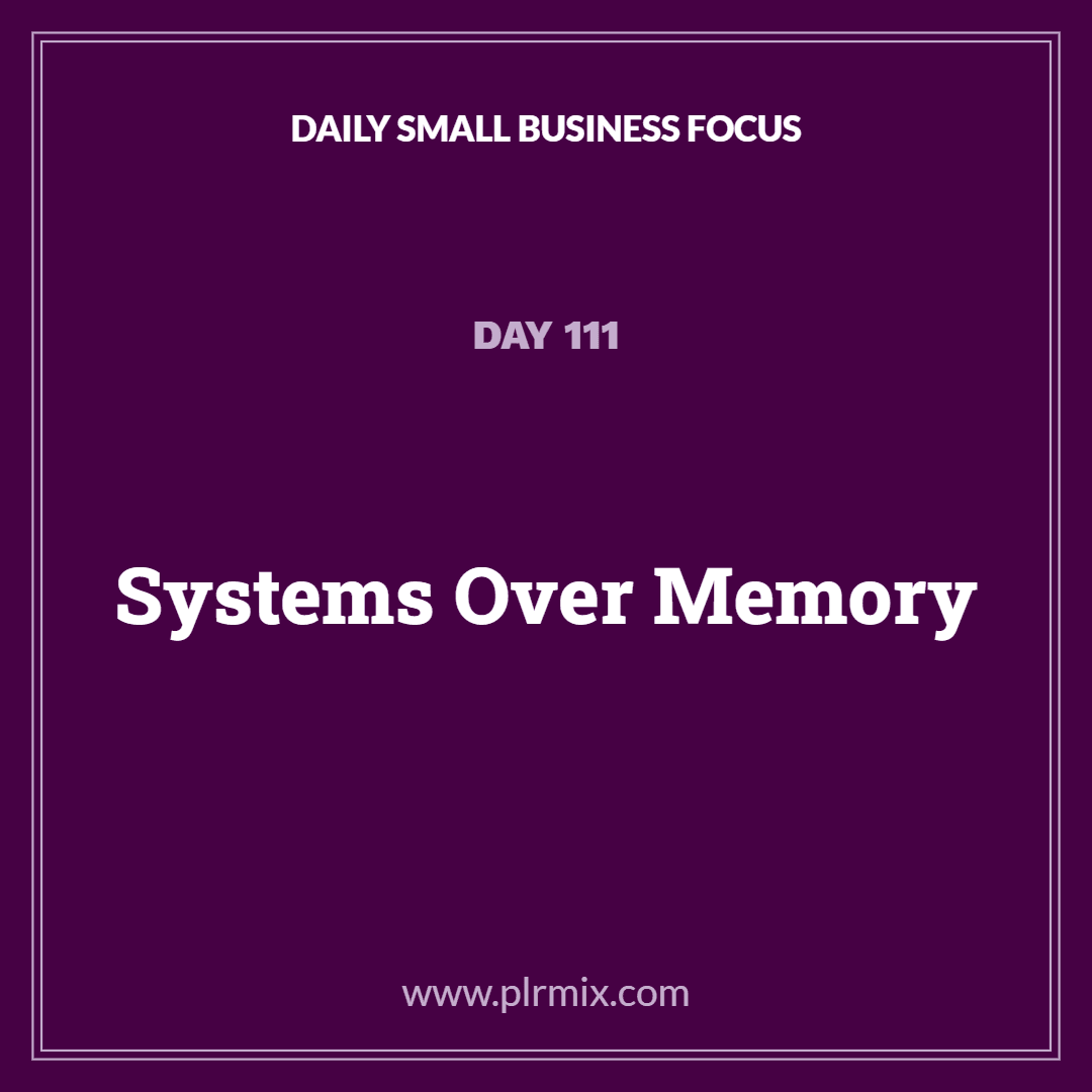 Daily Small Business Focus – Day 111: Systems Over Memory