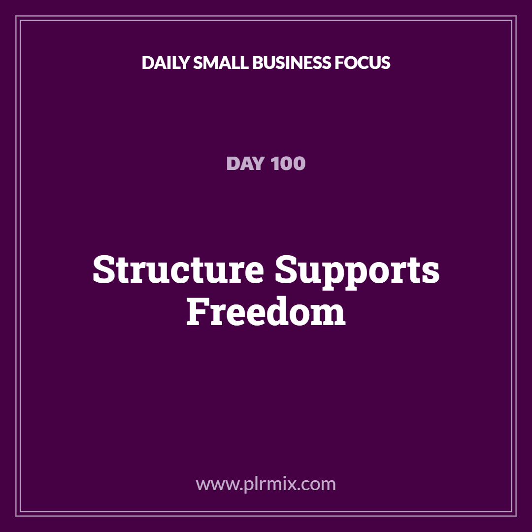 Daily Small Business Focus – Day 100: Structure Supports Freedom