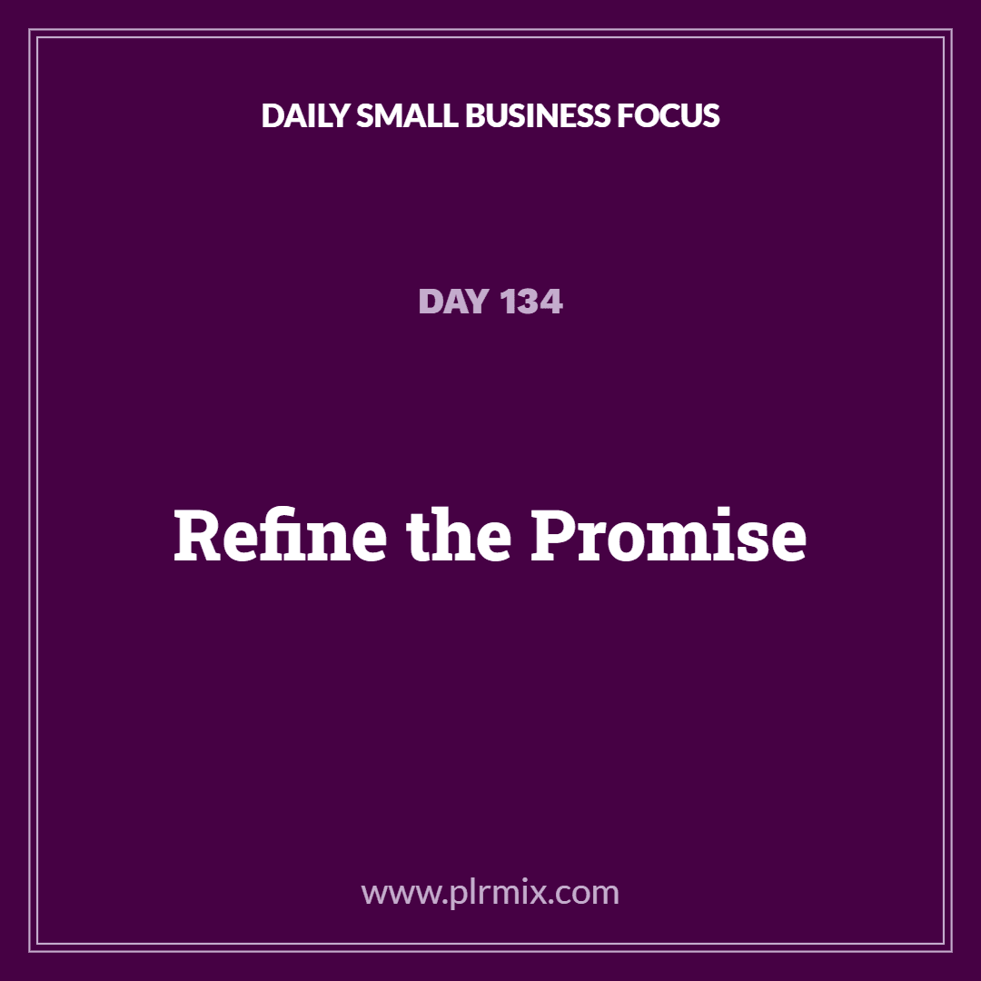 Daily Small Business Focus – Day 134: Refine the Promise