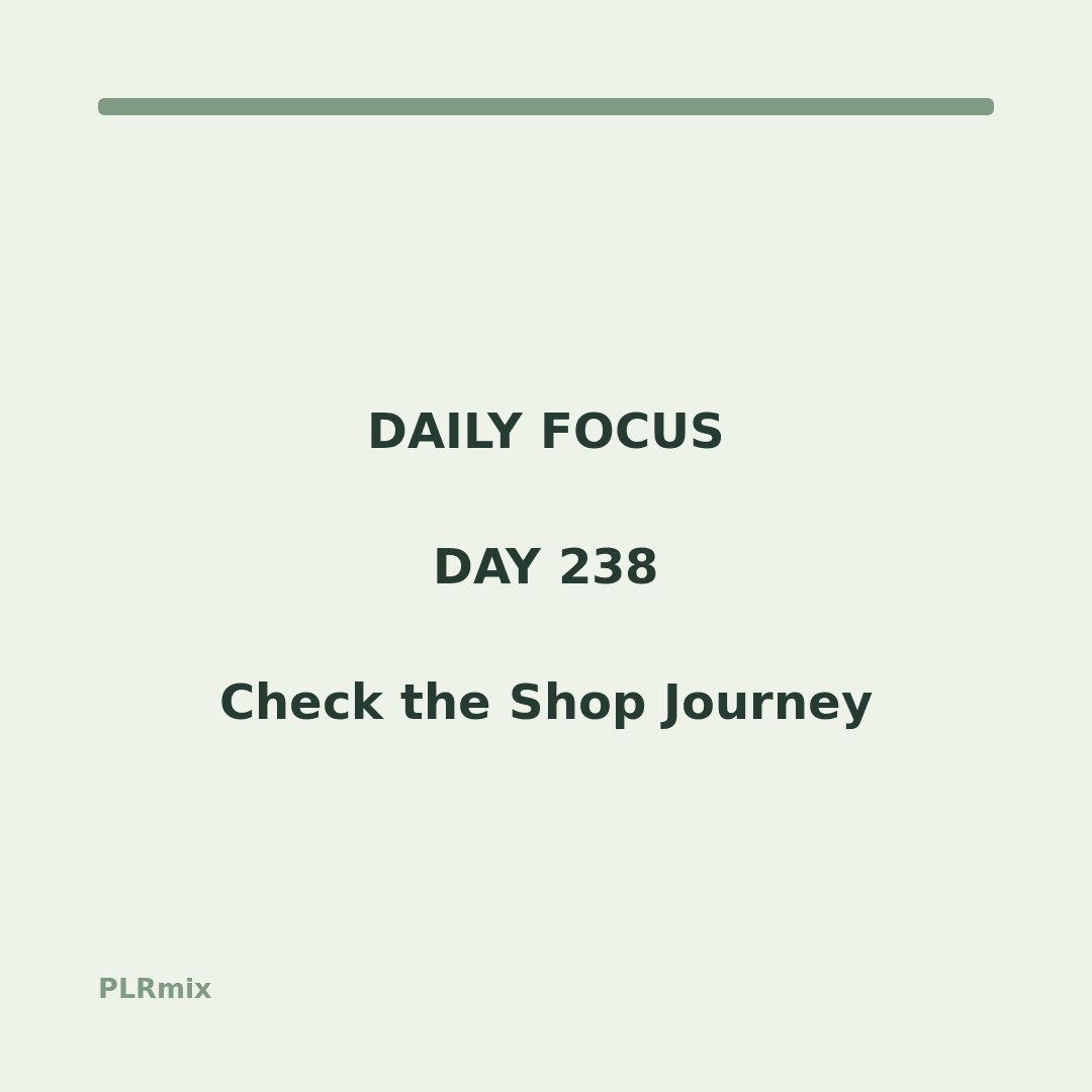 Daily Focus – Day 238: Check the Shop Journey